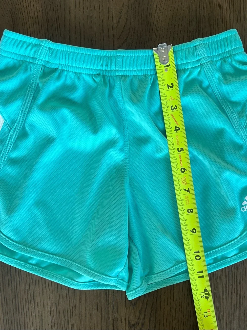 Girls Outfit: Aqua Adidas Shorts and Pink In Motion Top